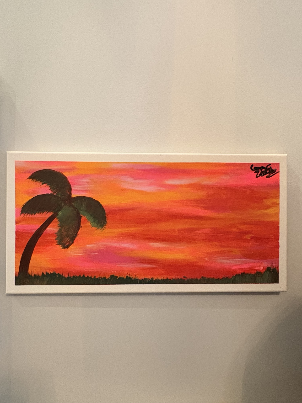 Crimson Palm Sunset original artwork