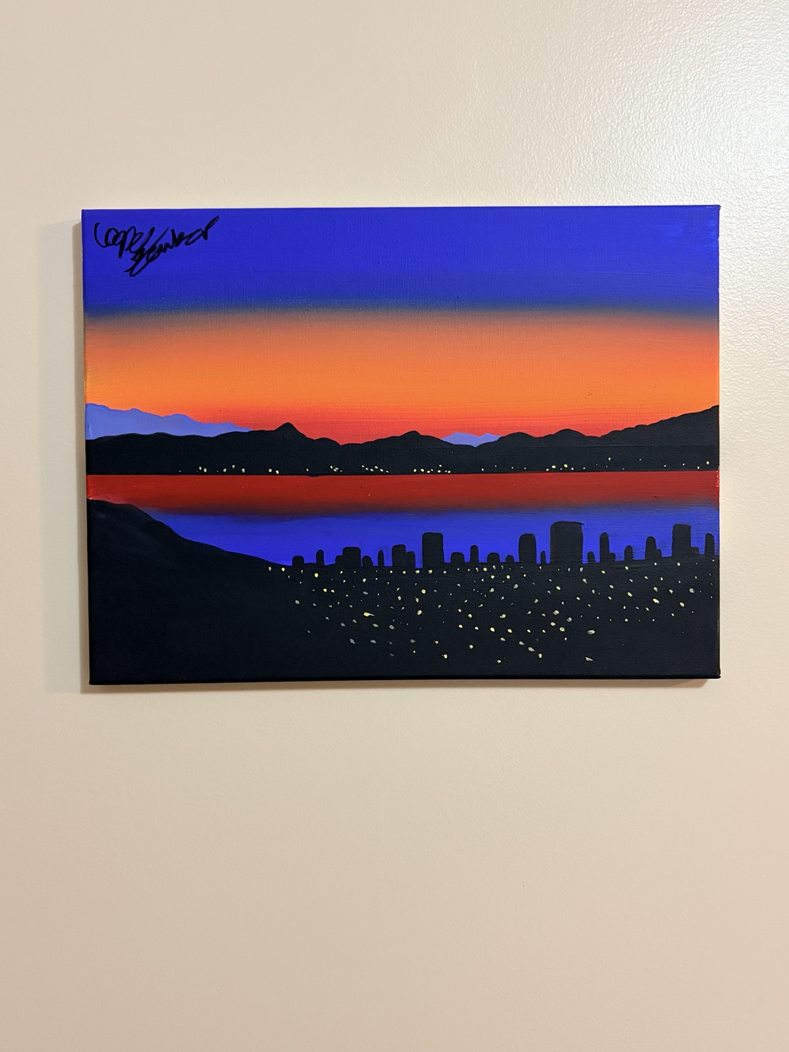 Neon Skyline Sunset original artwork