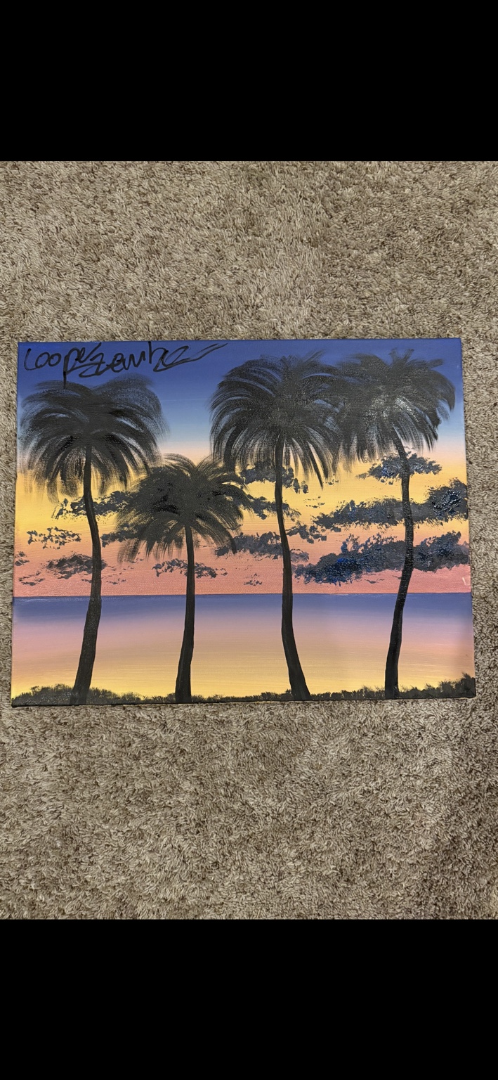Palm Silhouette Sunset original artwork