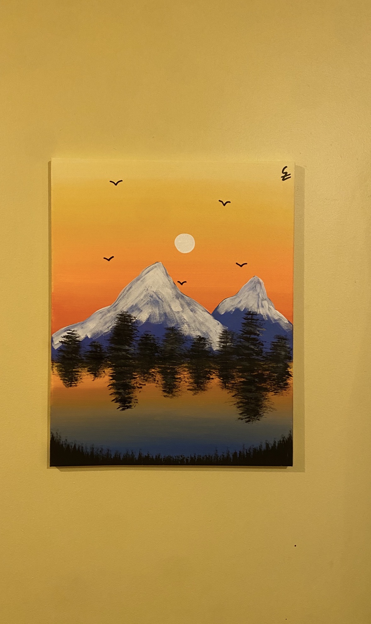 Orange Mountain Sunset original artwork