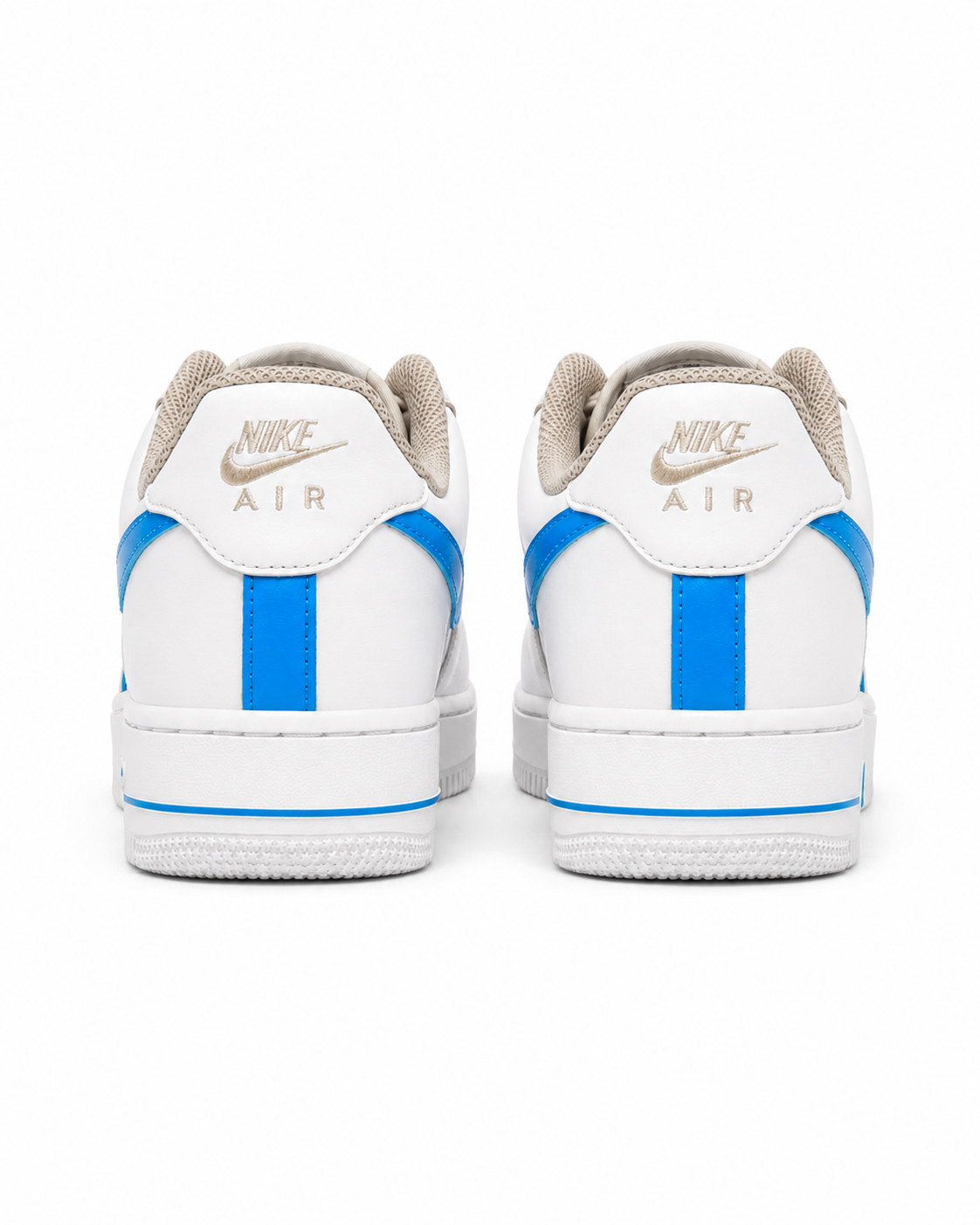 White and blue Air Force Ones