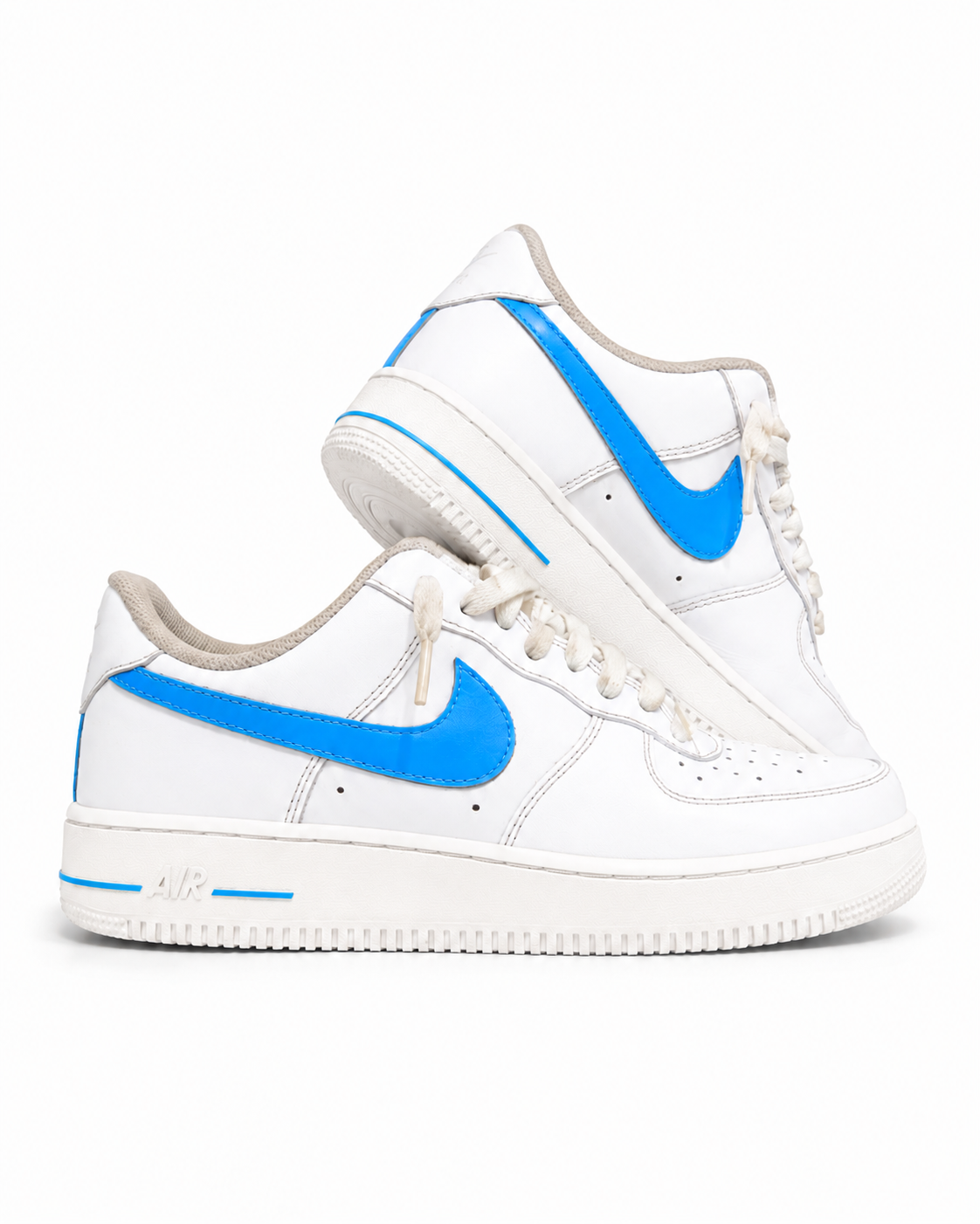 White and blue Air Force Ones view 4